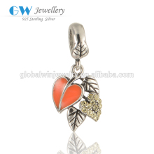 Fashion Jewelry Soild Silver Types Of Leaf Charms Gift Charm