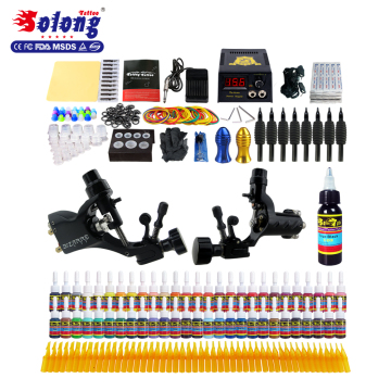 Solong 2017 hot sale 2 guns/ 54Ink rotary tattoo machine professional tattoo starter kit