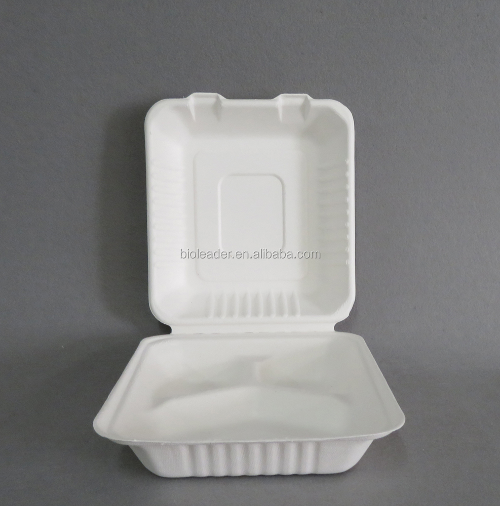 Sugar Cane Bagasse 8 Inch 3 Compartment Food Container