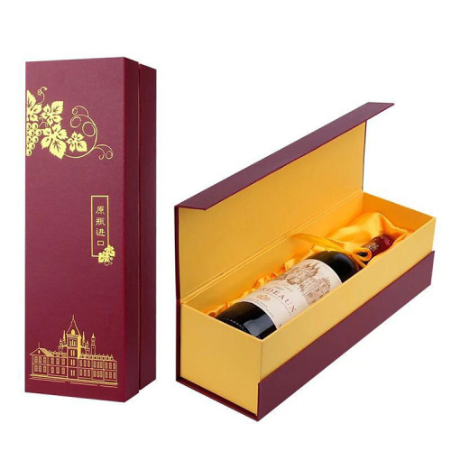 Single Wine Bottle Packaging Custom Magnetic Red Box