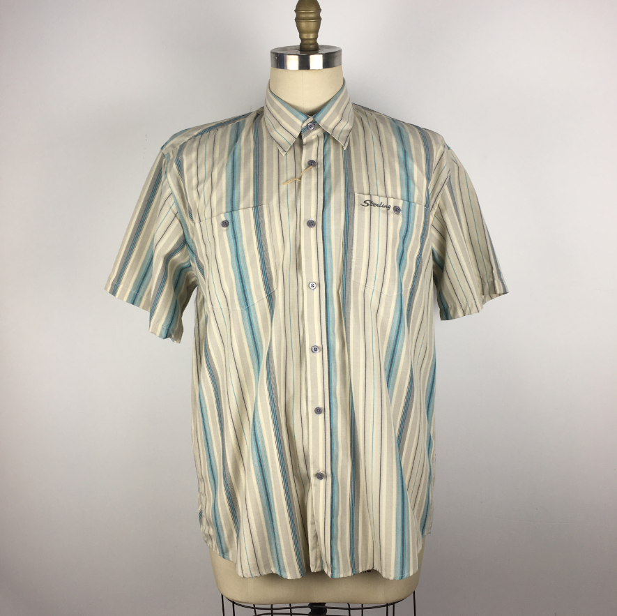 Men's striped plus size beach shirts short sleeve