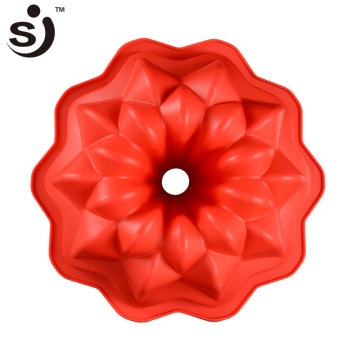 Non-stick Big Flower Shaped Silicon Cake Pan Reusable Bpa Free Silicone Round Cake Pan