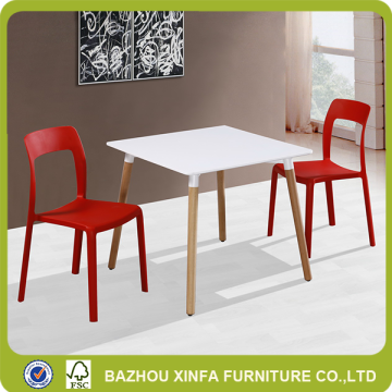 Fashionable white decorative small square MDF wooden dining table