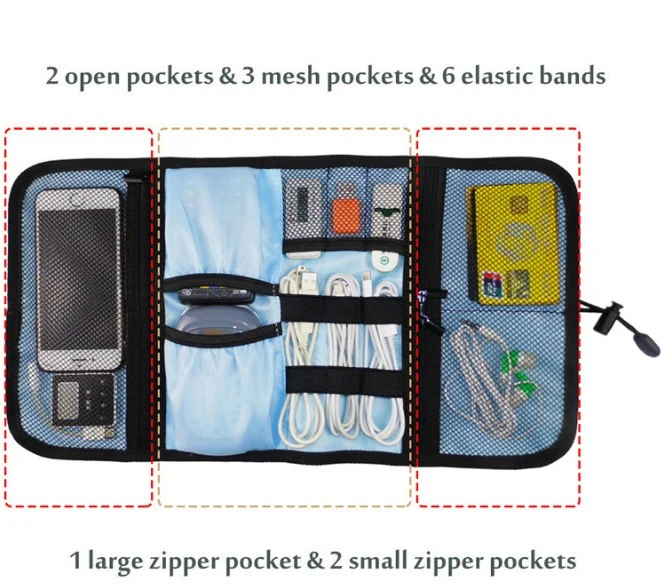 Multi-Functional Travel Data Cable Organizer Pouch Electronic Accessories Storage Bag