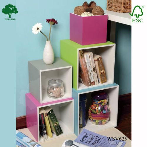 Colorful wall mounted storage boxes in MDF