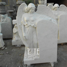 Hand carved white marble grave angle headstone monument tombstone