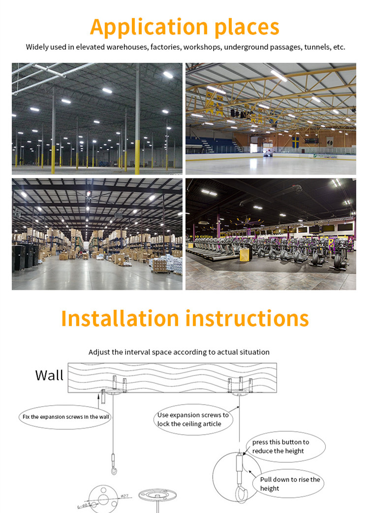 High lumen 160lm IP65 Sensor Emergency Industrial Light 100W 150W LED Low Bay Luminaire