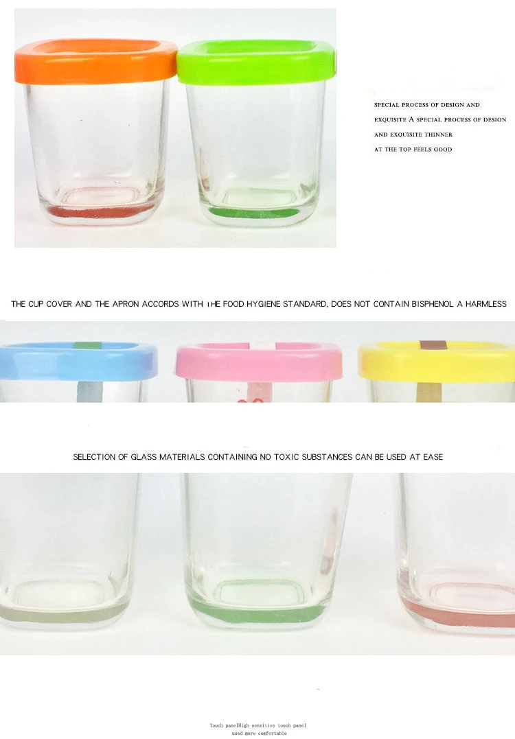 Square Type Glass Puddding Jars with Plastic Cap, Custom-Sized Logo