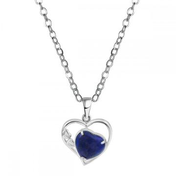 Lapis Lazuli Love Heart Birthstone Pendant Gemstone Necklaces for Women