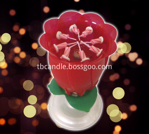 Rose Shape Music Birthday Candle