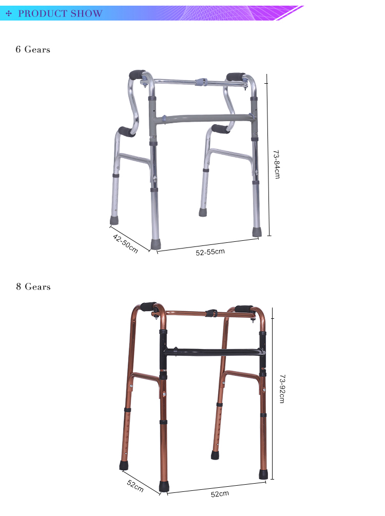 Rollator réglable de pliage pour le rollator pour adulte Walker en aluminium