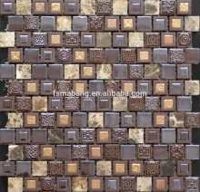 MBT2001 staggered ceramic mosaic and stone mosaic with plastic frame