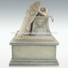 Hot sale hand carved stone weeping angel statue for cemetry