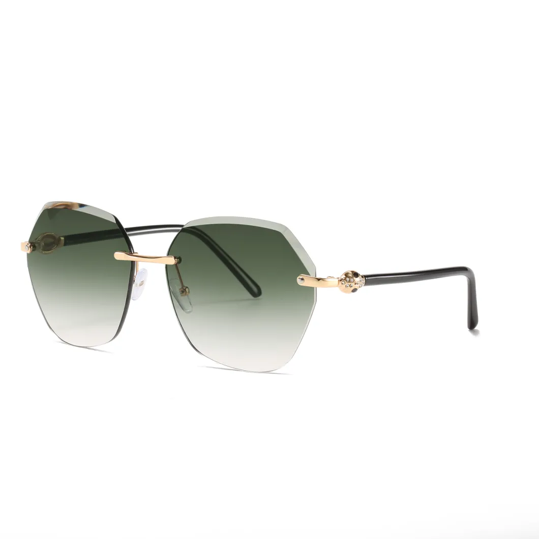 2020 Frameless No MOQ Metal Fashion Sunglasses with Diamonds