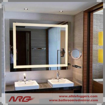 Hotel illuminated defogger pad bathroom mirror