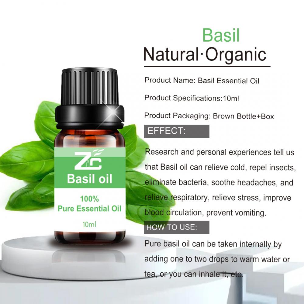 Pure Natural Basil Essential Oil for Diffuser Massage