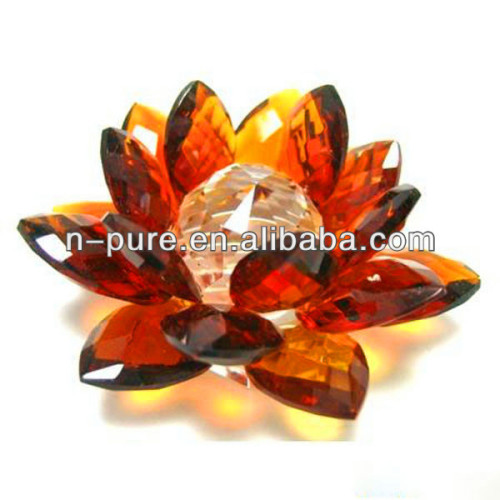 Orange Red Handicraft Crystal Lotus