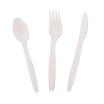 Compostable Cutlery Set: Corn Starch Spoons, Forks, and Knives - Biodegradable Tableware