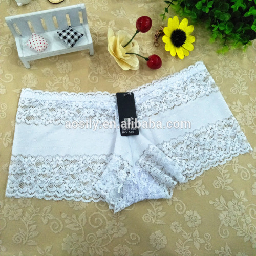 AS-508 allover lace transparent boyshorts lace-trim panty crocheted lace shortie