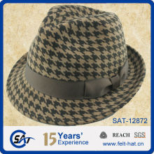 Soundstooth printed fedora hat, 100% Australian wool