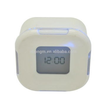 4 in1 function square 4 side alarm clock