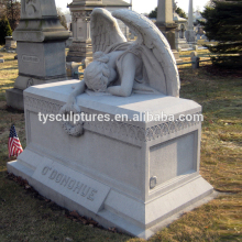 Custom stone cemetery tomb design white marble weeping angel decoration