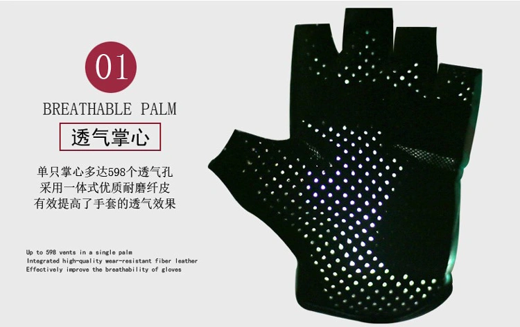 Reflective Cycling Gloves Shock Absorption Wear-Resistant Half-Finger Black Gloves