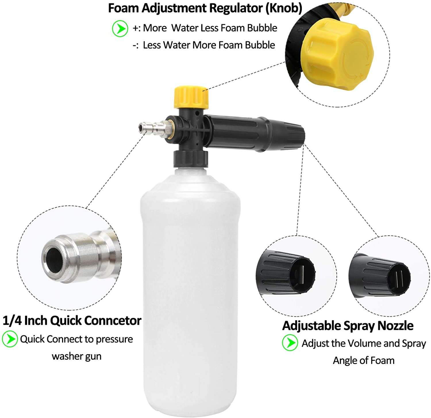 Cannone in schiuma con connettore rapido da 1/4 "per la rondella di pressione