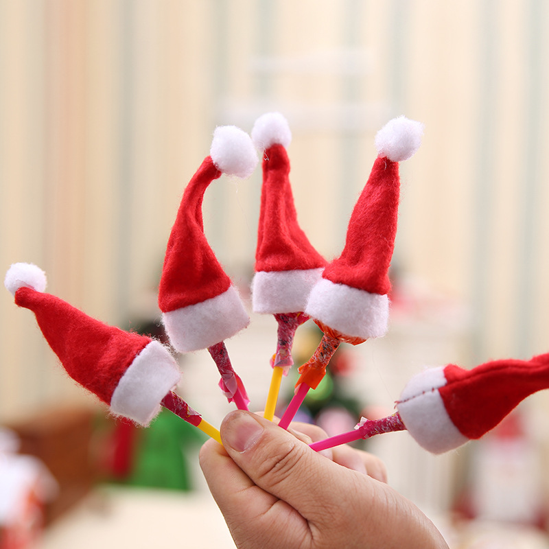 30Pcs Hot Sale Mini Santa Claus Hat Christmas Xmas Holiday Lollipop Top Topper Cover for Festival Christmas Decoration For Home