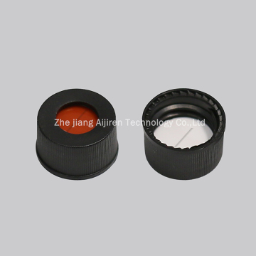 Pre-slit white PTFE red Silicone septa 13mm black screw polypropylene cap short vials Cap