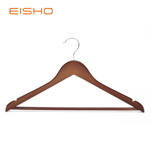 EISHO Walnut Flat Wood Suit Hangers With Bar