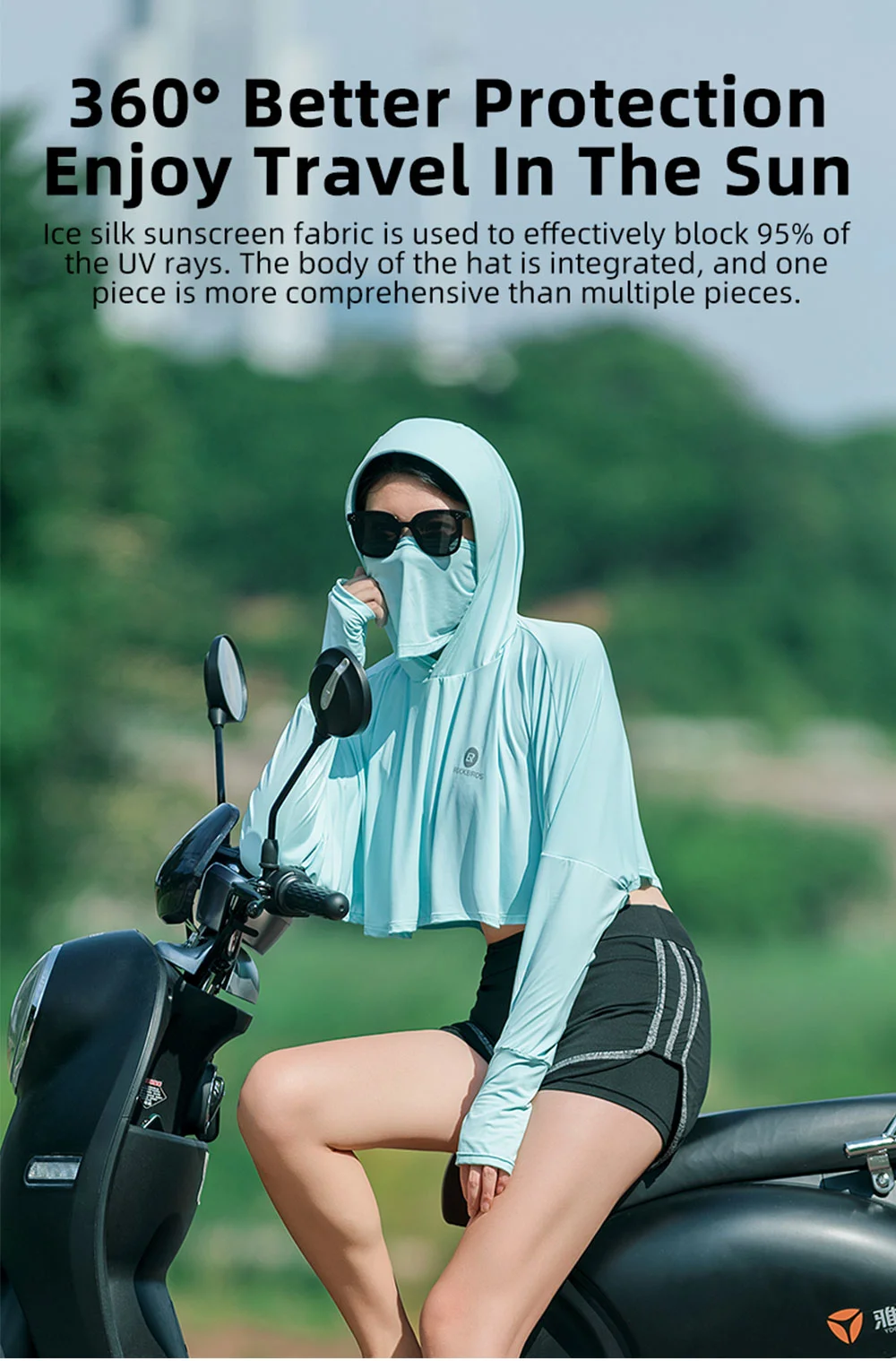 Rockbros Summer Women's Hooded Ultra-Light and Breathable Sunscreen Clothing with Anti-Ultraviolet Riding Sunscreen