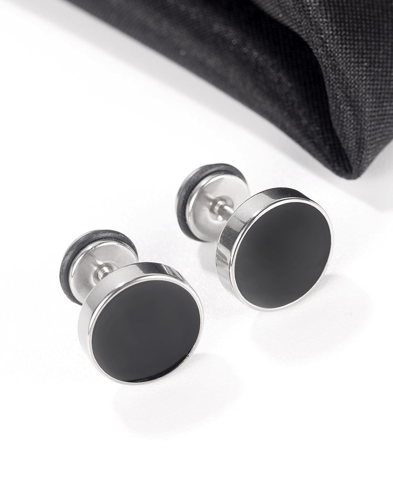 10mm round black classic men hip hop jewelry stainless steel classic stud earrings men