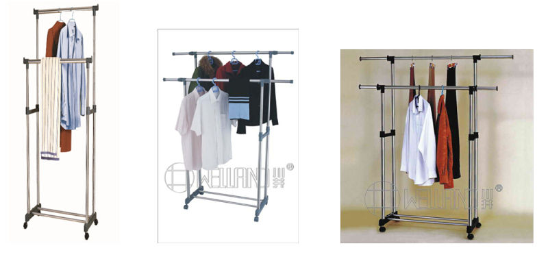 Chrome Double-Rod Extendable Clothes Rack, Garment Drying Hanger Rack (CJ-B1029)