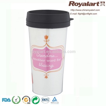 14oz Double wall plastic travel coffee mug, logo travel mug