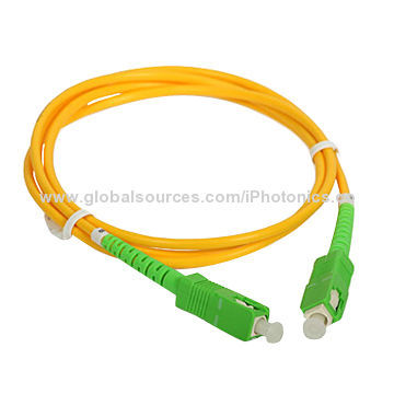 SC/APC Simplex Single Mode 0.9mm Fiber-optic Patch Cord with Low-insertion Loss, 3m Cable Length