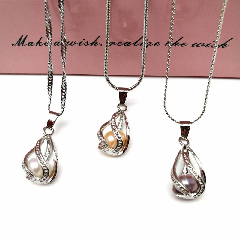 Water Drop Cage Pendant Necklace