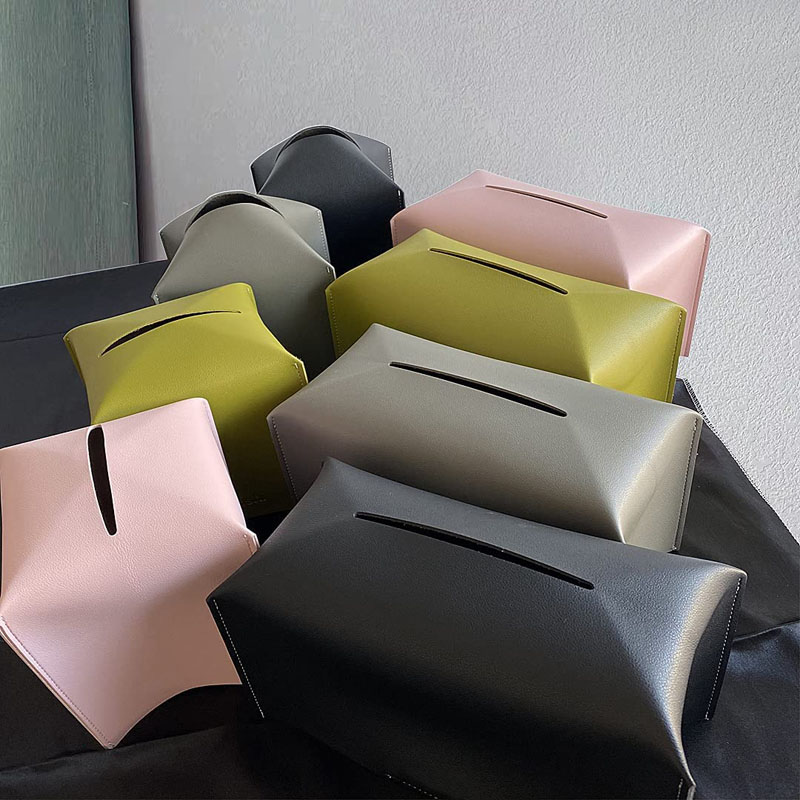 Modern PU Leather Square Tissue Box Cover Fashion Car Tissue Box Holder Home Decorative Holder