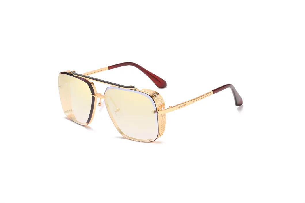 2020 No MOQ Vintage Square Metal Ocean Lens Sunglasses