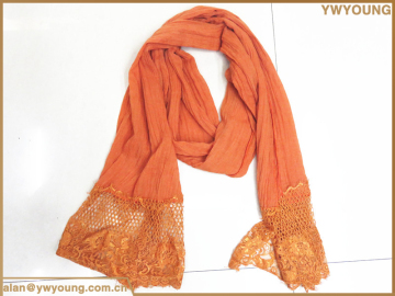 New design fashion hollow out light orange long scarf