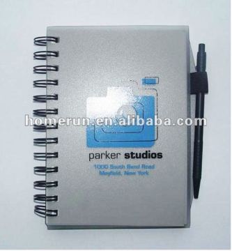 Spiral note book with pen/ PP cover notebook /diary book