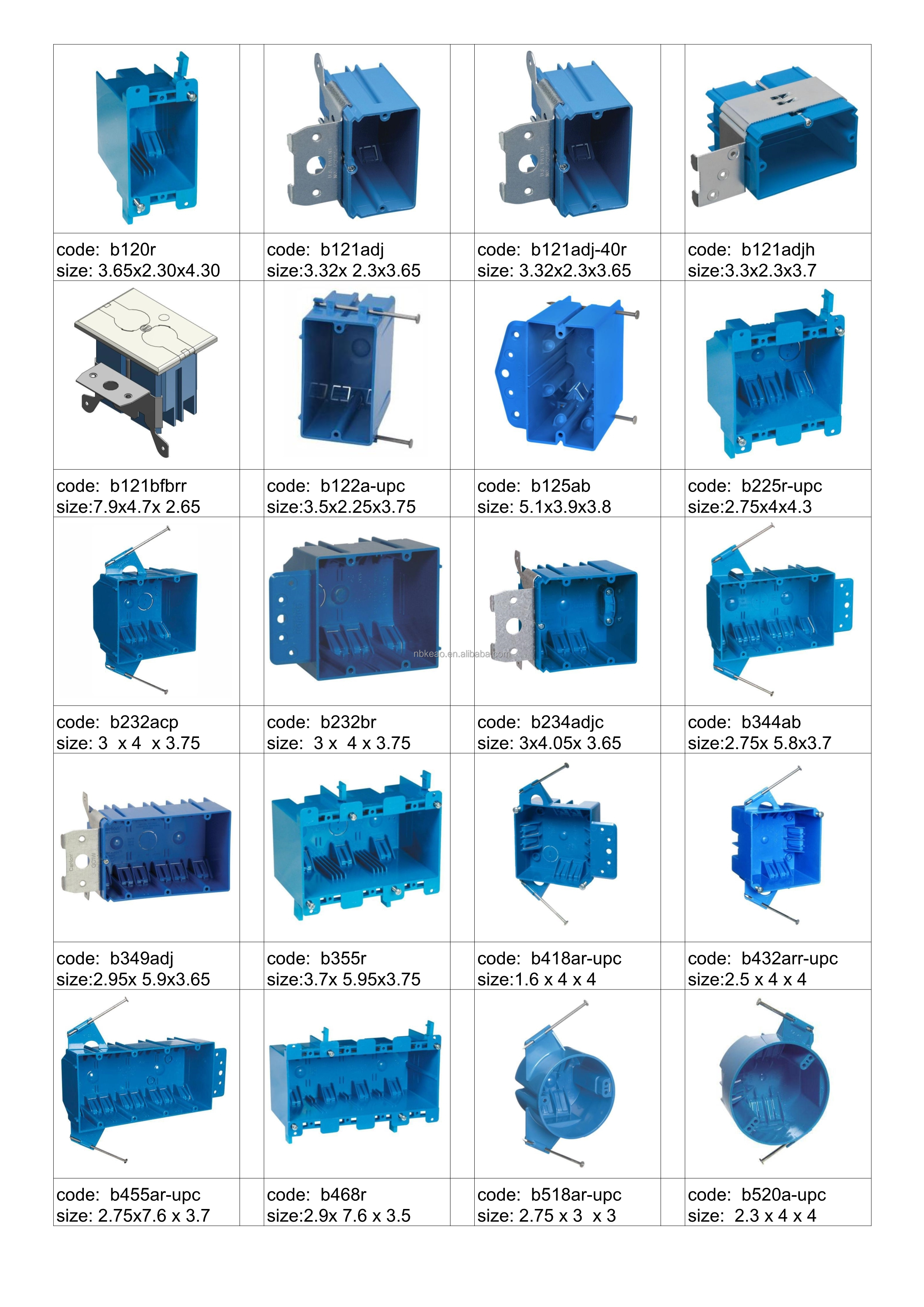 1-Gang 20 cu. in. Blue PVC Old Work Electrical Switch and Outlet Box B118A New Work single gang receptacle box surface mount