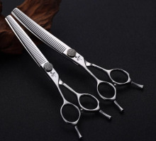 Durable Left-Hand Fluffy Thinning Scissors for Pet Grooming