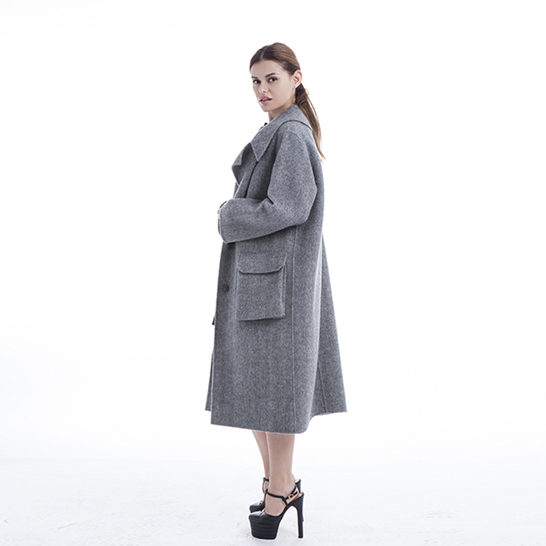 A long cashmere overcoat with large pockets