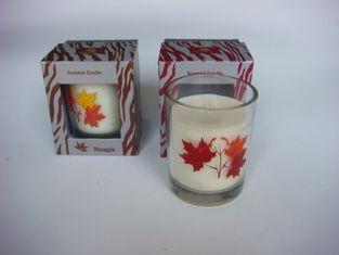 Leaf Printing Frosted Glass Candle Jars With Oil Burner Set