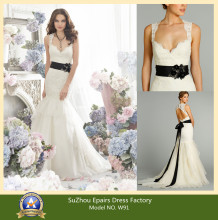 2013 New Design Silk Organza Lace Modified Bridal Gown Weding Dresses (W-91)