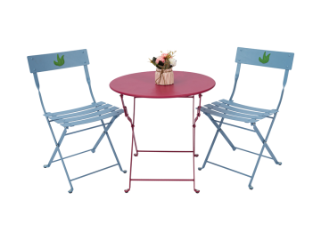 Outdoor Kids Set Round Table and Slat Chairs