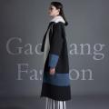 Cappotto patchwork blu e nero