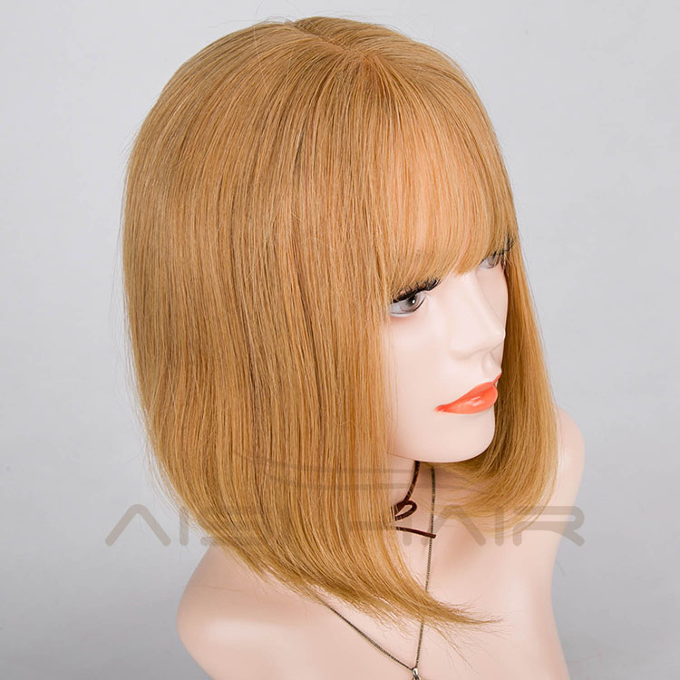 Aisi Hair Best Selling  Malaysian Hair Bob Cut Style Blonde Half Hand Tied Lace Wig For White Women