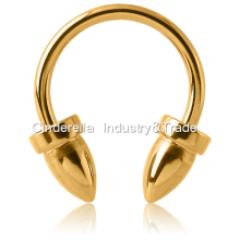 Gold PVD Coated Circular Barbell with Bullets